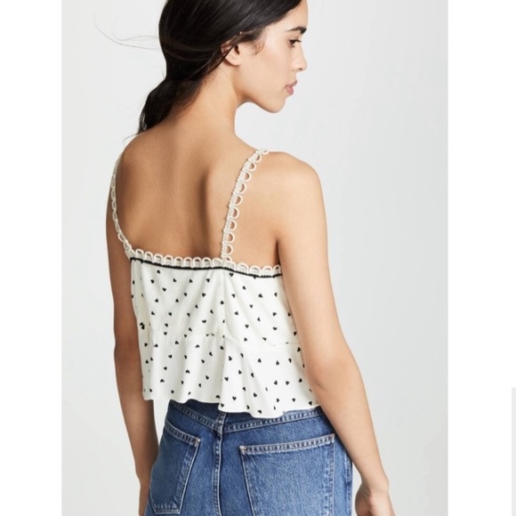 Free People Cream Tank with Hearts Valentines Day - Picture 3 of 4
